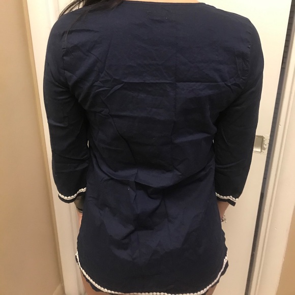 Crown & Ivy Beach Navy Blue Crochet Trim Tunic XS - Picture 3 of 11